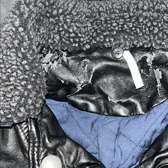 Black Leather Jacket with Shearling Collar - Picture 2 of 4